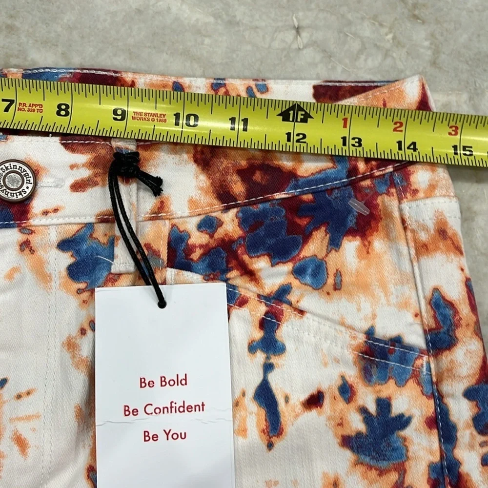 NEW SkinnyGirl Reagan Seamed Skinny High‎ Rise Capris Raw Hem Tie Dye Size 6